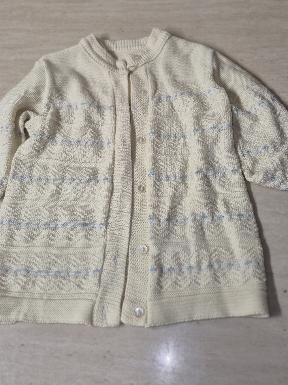Cream Knit Button-Front Women's Sweater Cardigan